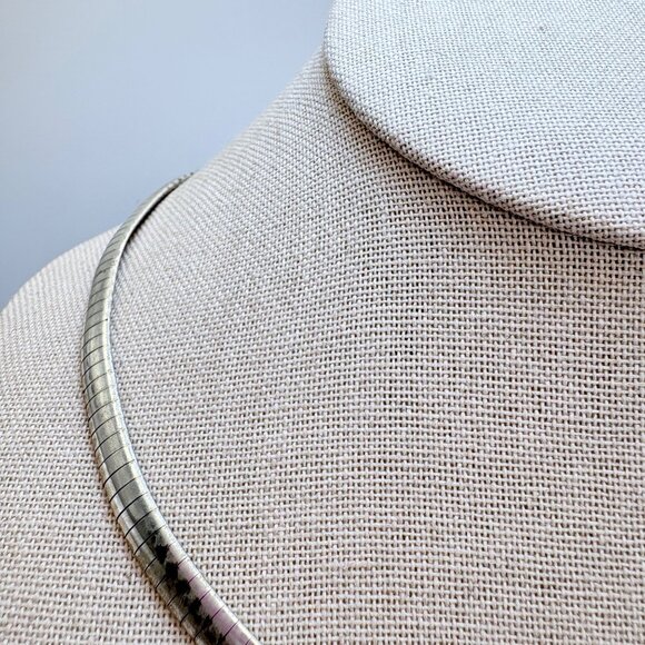 VTG Sterling Silver 925 Omega Chain Necklace Lobster Clasp Size 18.5" Length - Picture 6 of 13